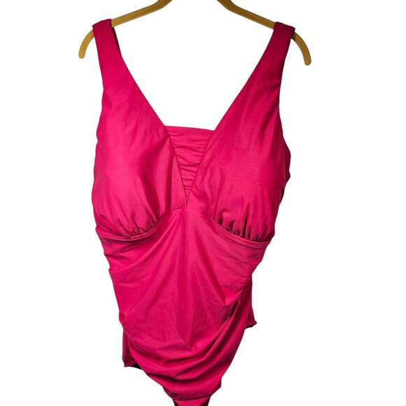 Lands' End Plus Size Slender Suit Grecian Low Leg One Piece Swimsuit - Picture 1 of 8